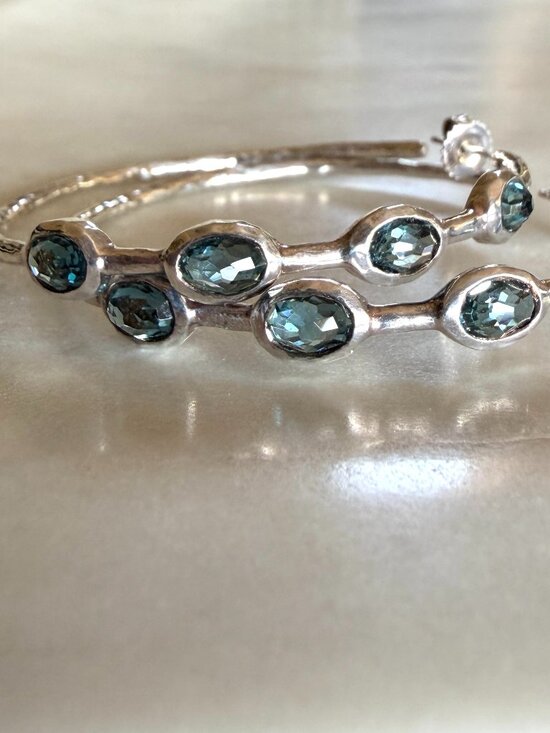 Ippolita Jewelry - Ippolita Sterling Topaz Silver Large Hammered Hoop